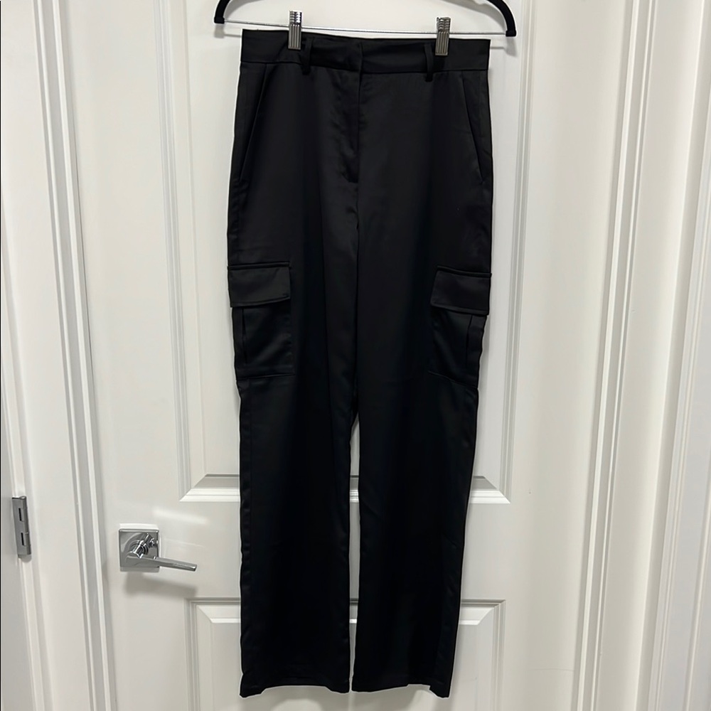 Satin Black Cargo Pants